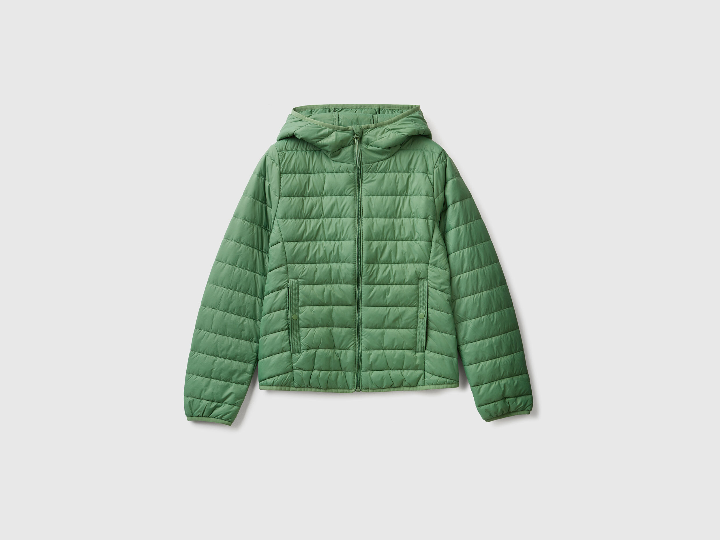 Puffer jacket with recycled wadding - Green | Benetton
