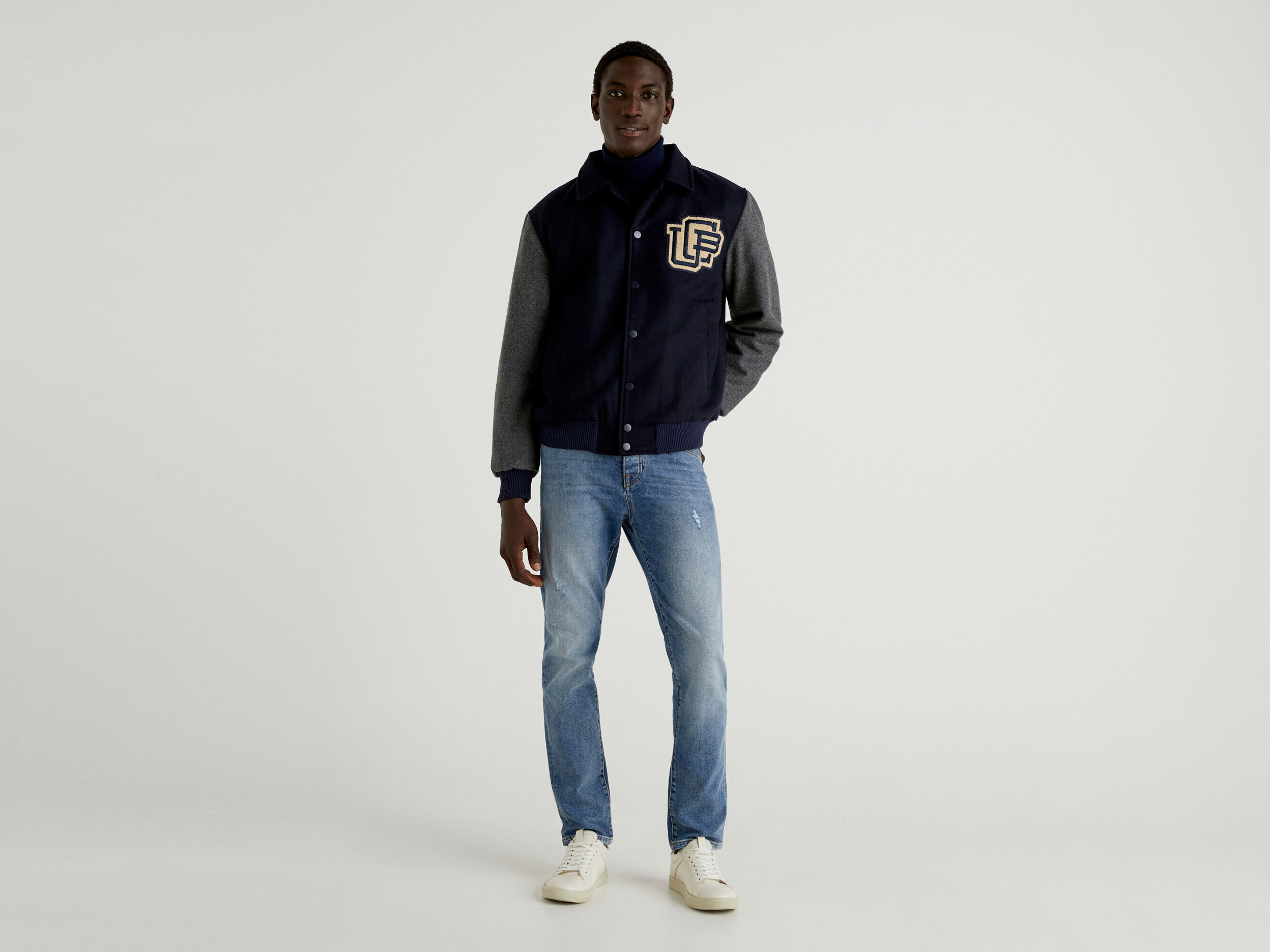 College style padded jacket Dark Blue Benetton