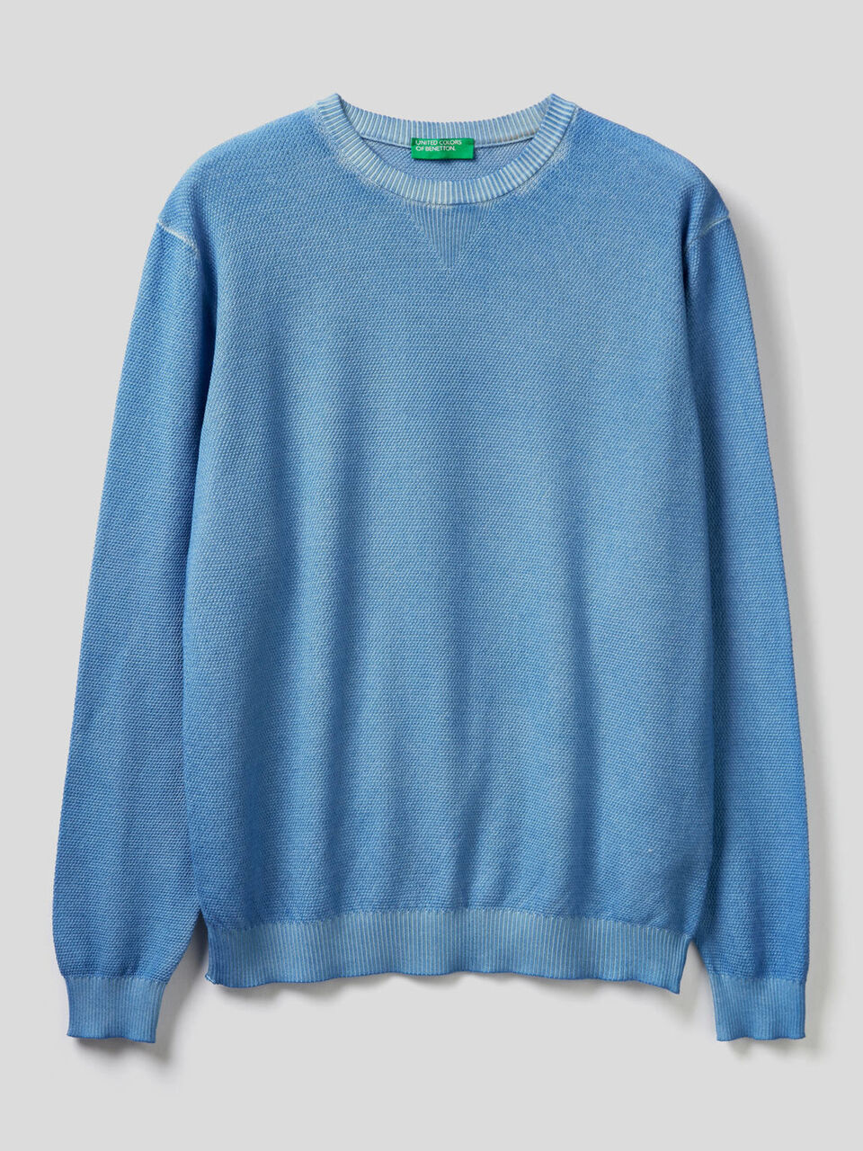 Crew neck sweater with V detail Men image number 1