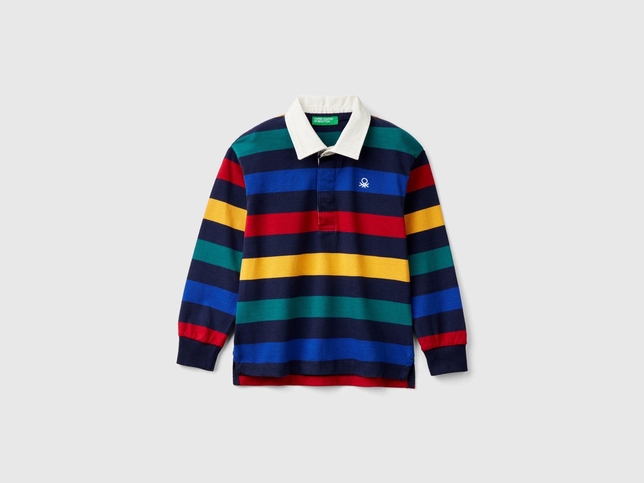 Striped rugby polo in pure cotton - Multi-color | Benetton