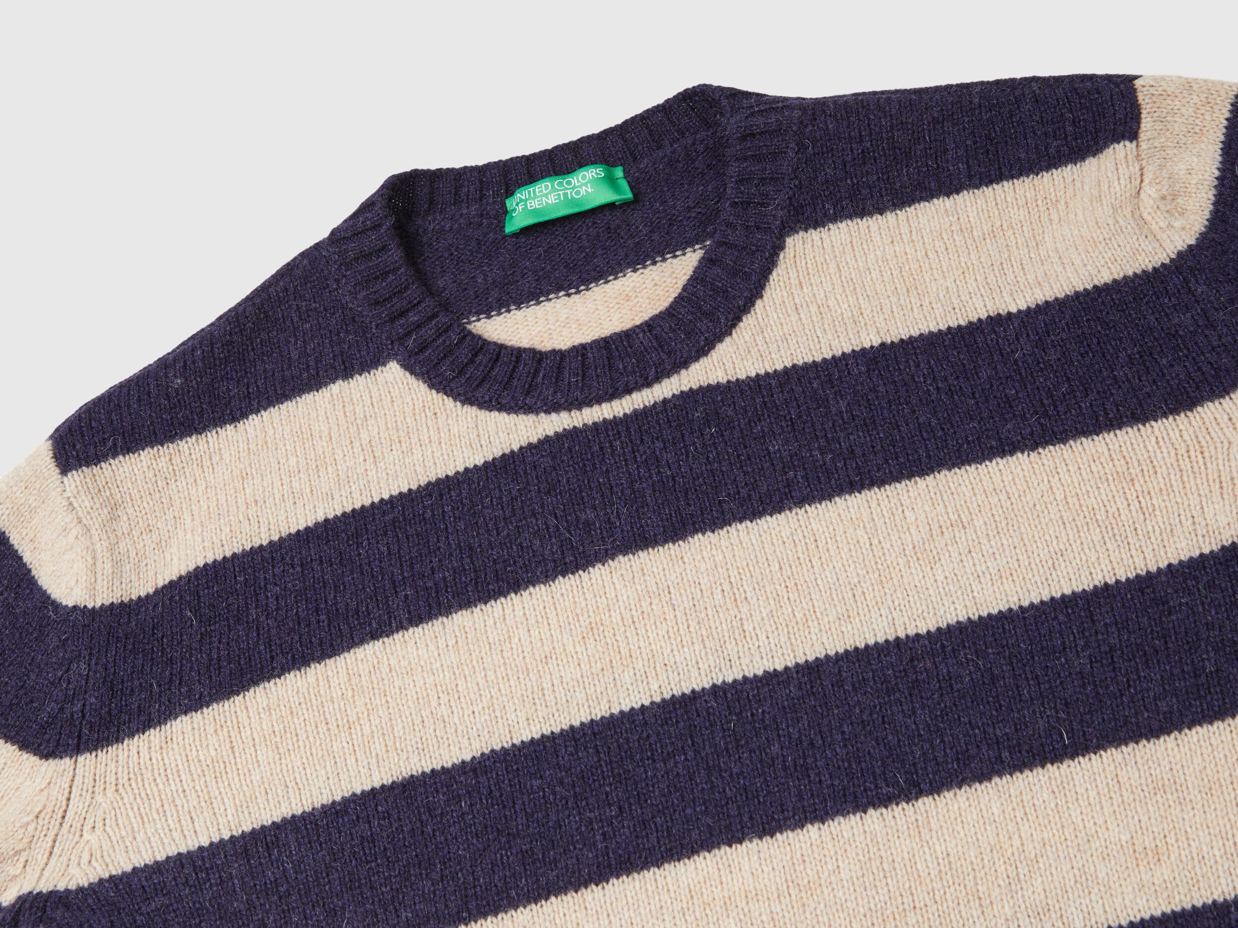 Striped sweater in pure Shetland wool - Multi-color | Benetton Striped sweater in pure Shetland wool - Multi-color | Benetton