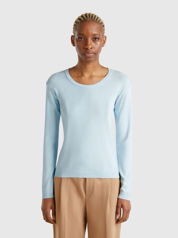 Crew neck sweater in pure cotton Women