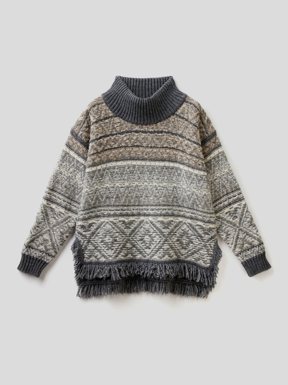 Reversible sweater with jacquard knit image number 1