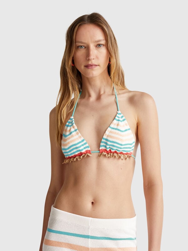 Crochet lace triangle bikini top Women