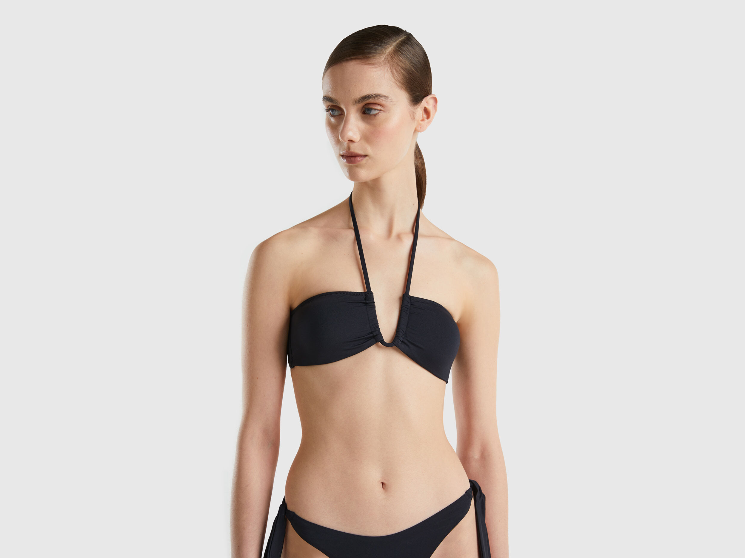 Padded bandeau bikini top in ECONYL Black Benetton