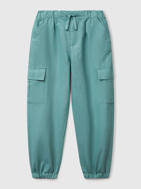 Pantalón cargo mezcla de lino Niña
