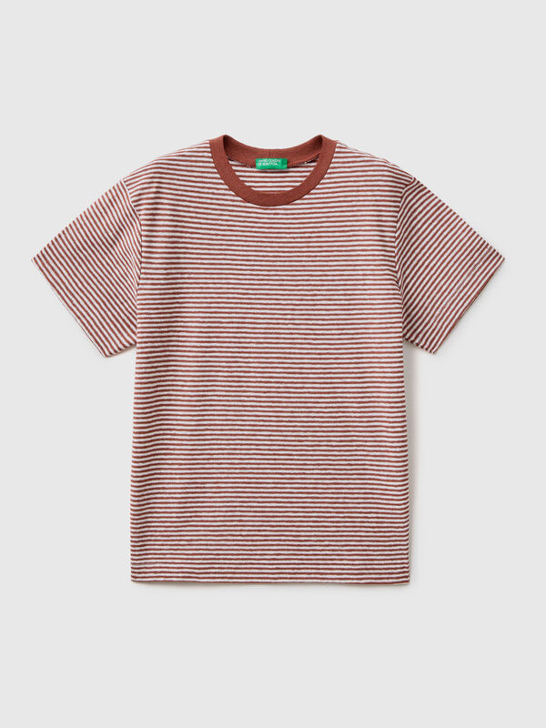 Striped t-shirt in linen blend Junior Boy