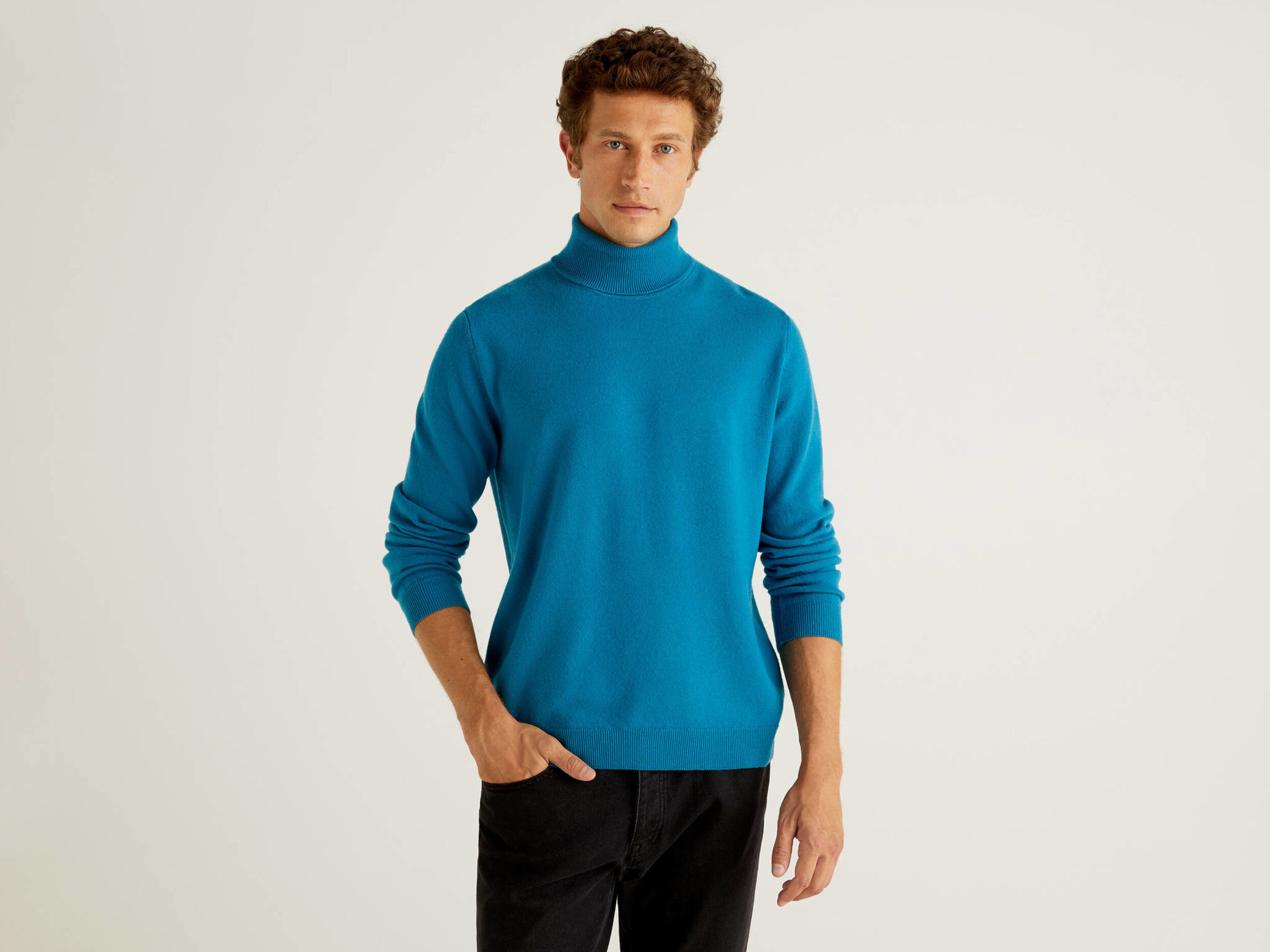 Teal polo neck jumper hot sale