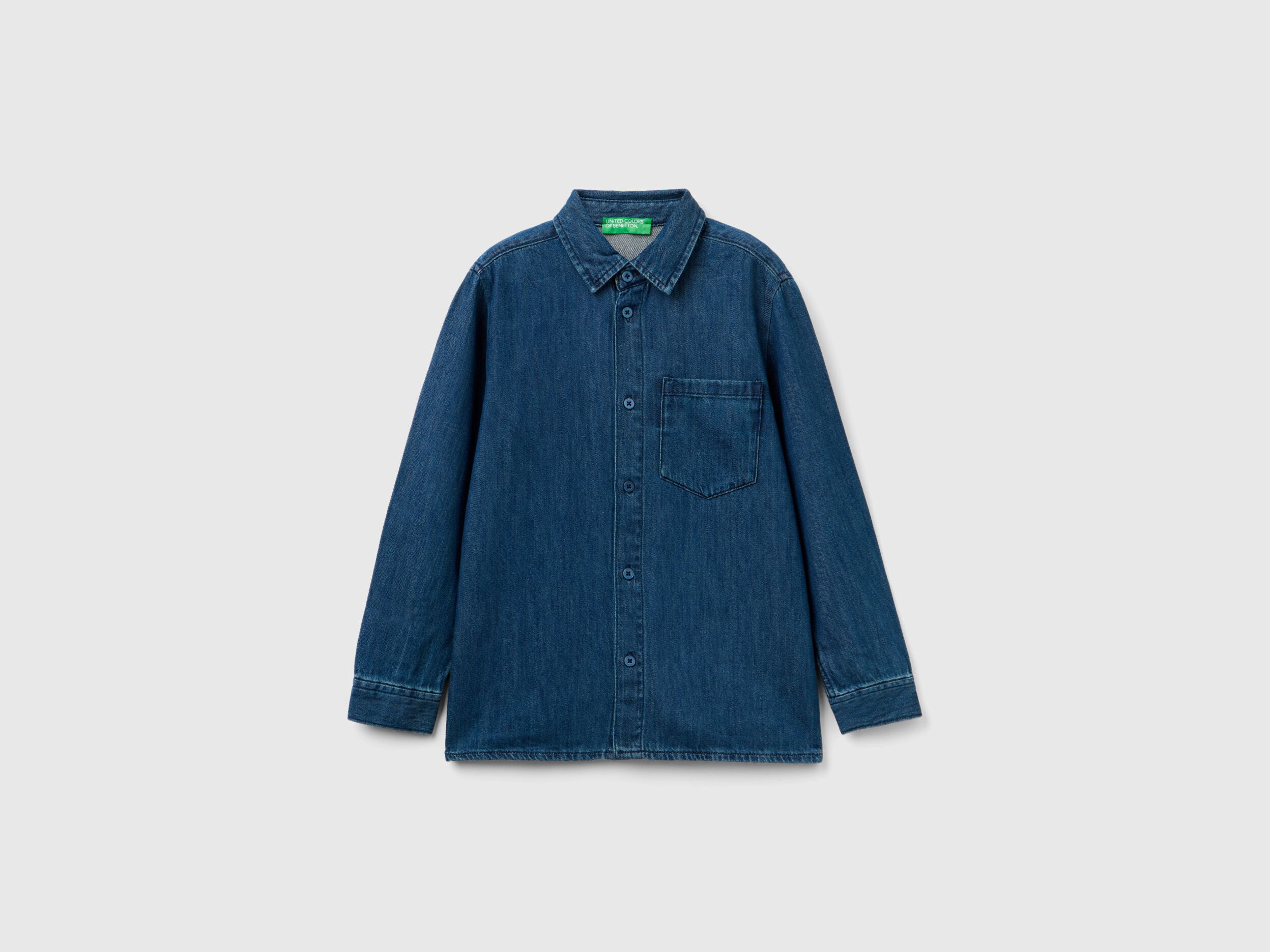 Jean shirt with pocket Blue Benetton