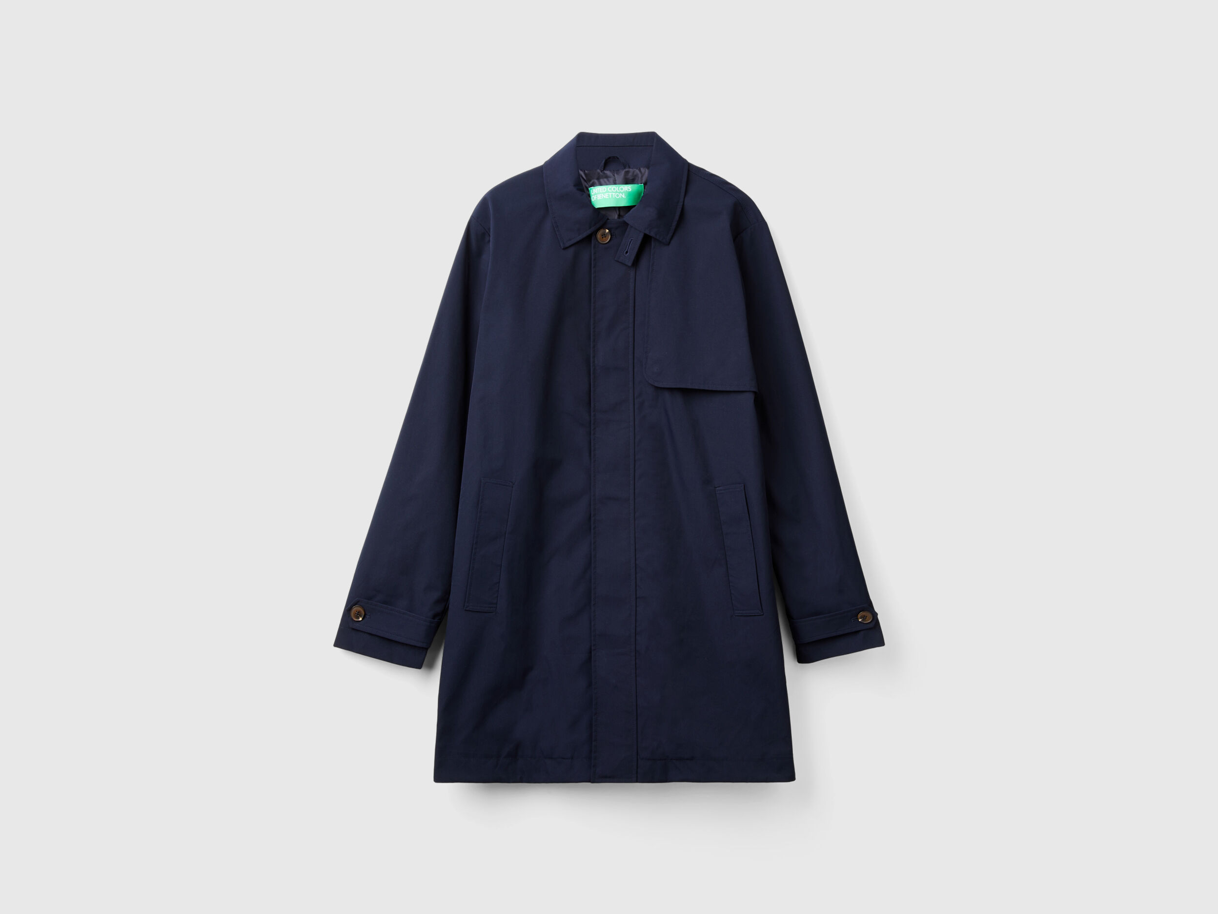 Single breasted lined coat Dark Blue Benetton