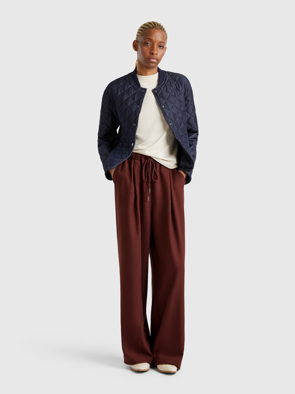 Pantalón ancho en mezcla de viscosa Mujer