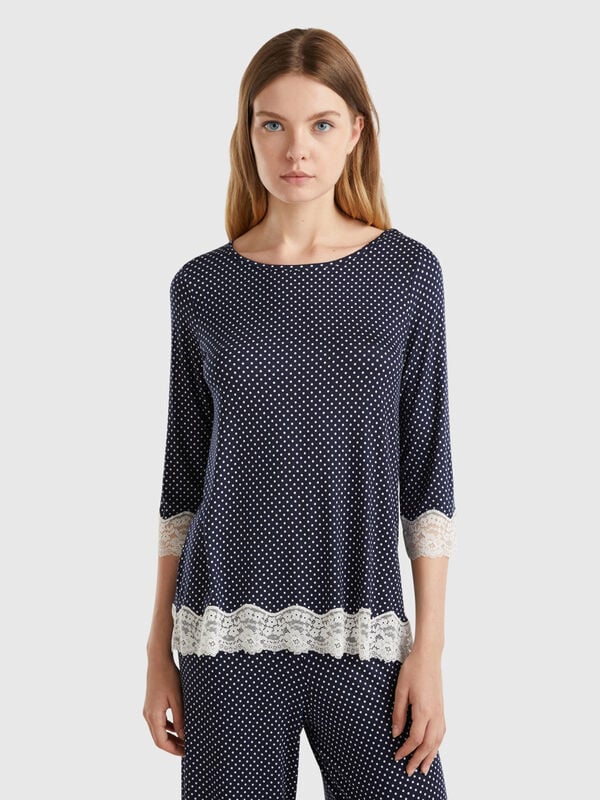 Polka dot t-shirt with lace detail Women