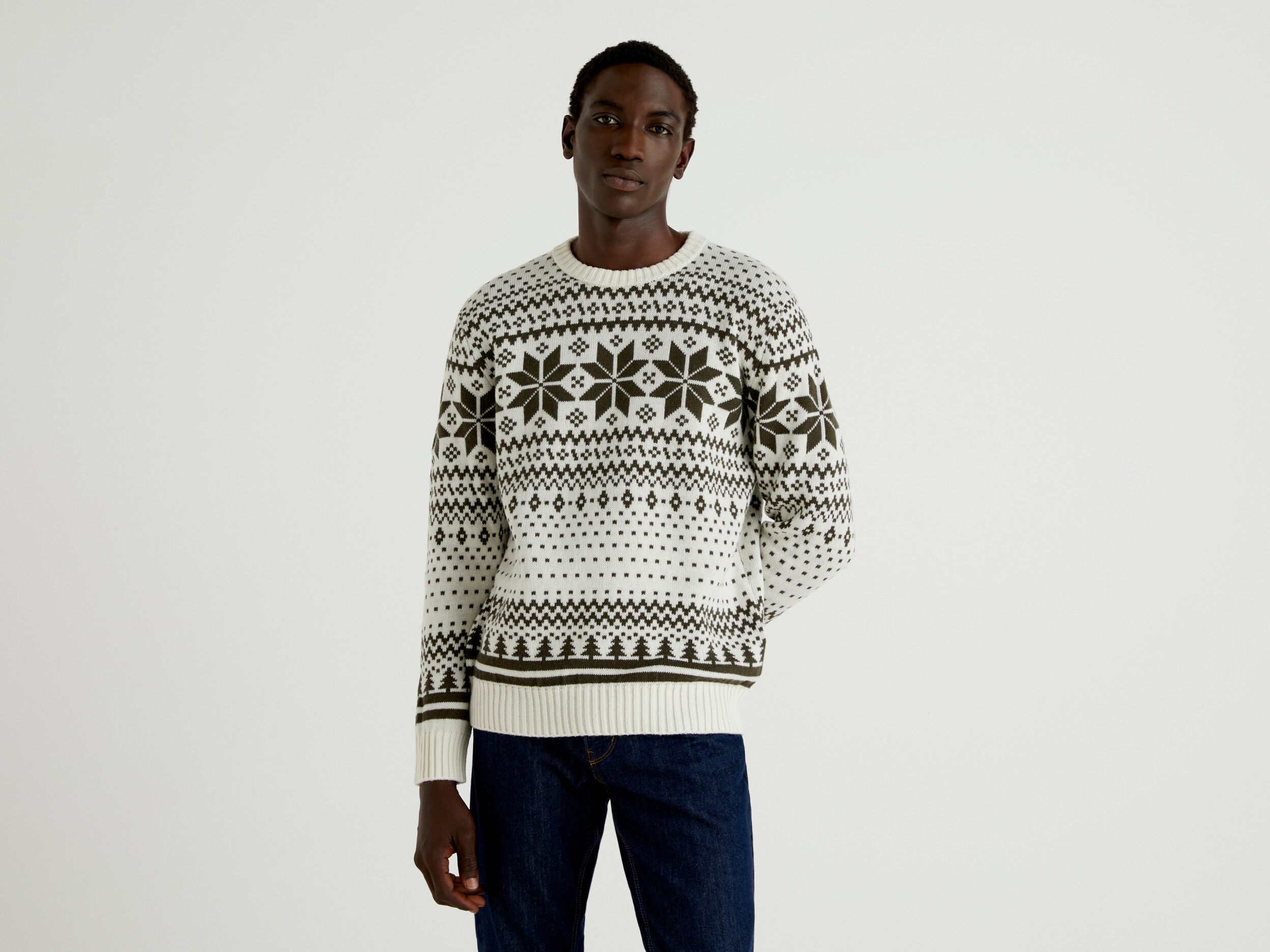 Benetton online jacquard sweater