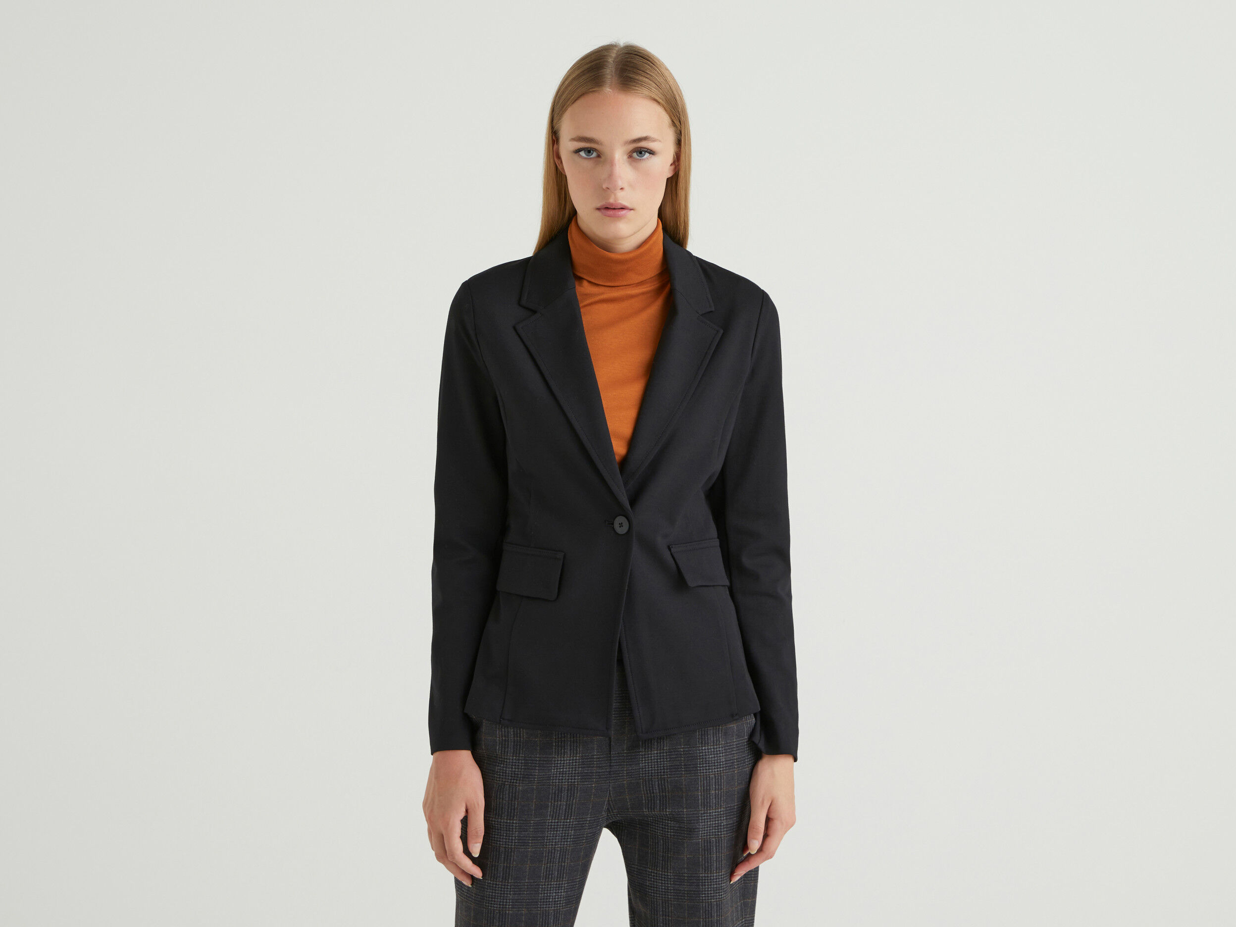 Blazer in stretch viscose blend Black Benetton