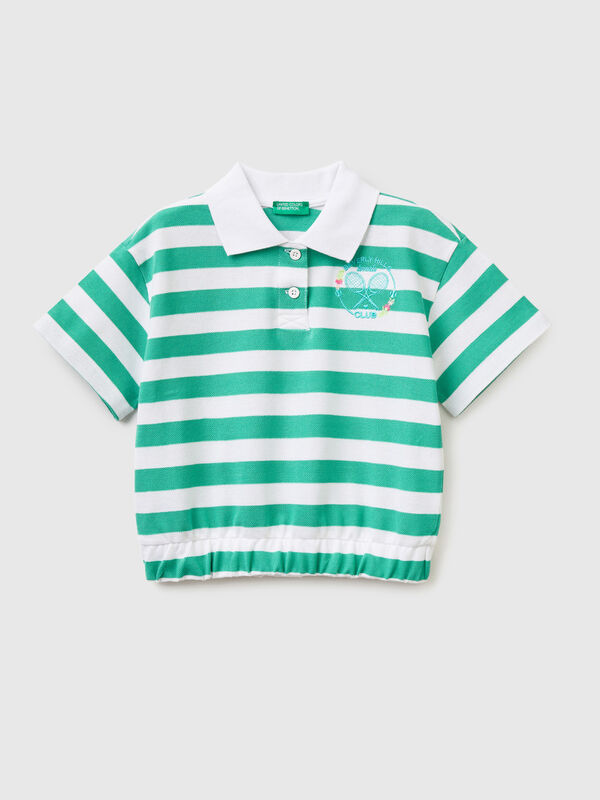 Striped polo shirt with crest Junior Girl