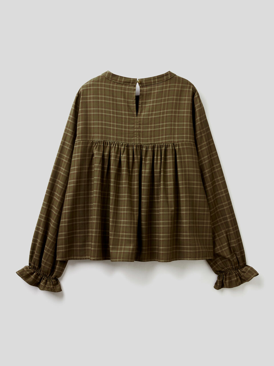 Check blouse with frill image number 2