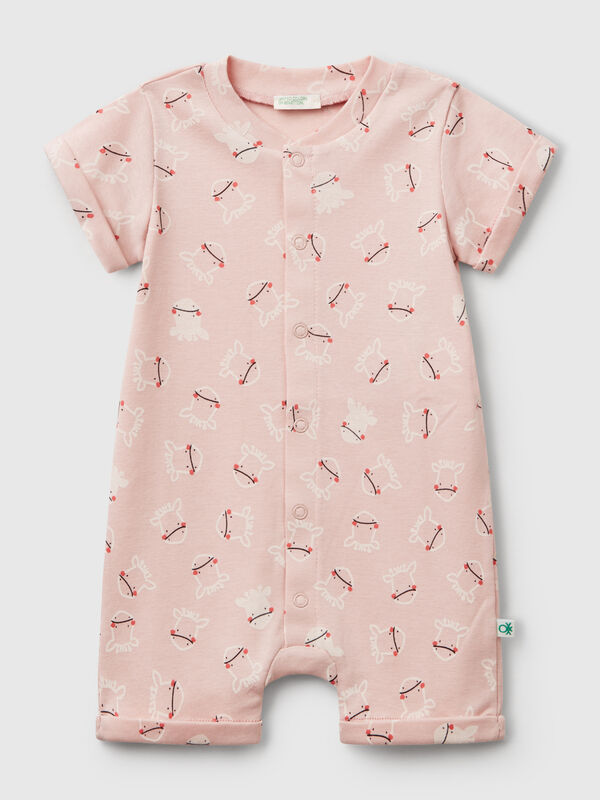 Pink onesie with animal print New Born (0-18 months)