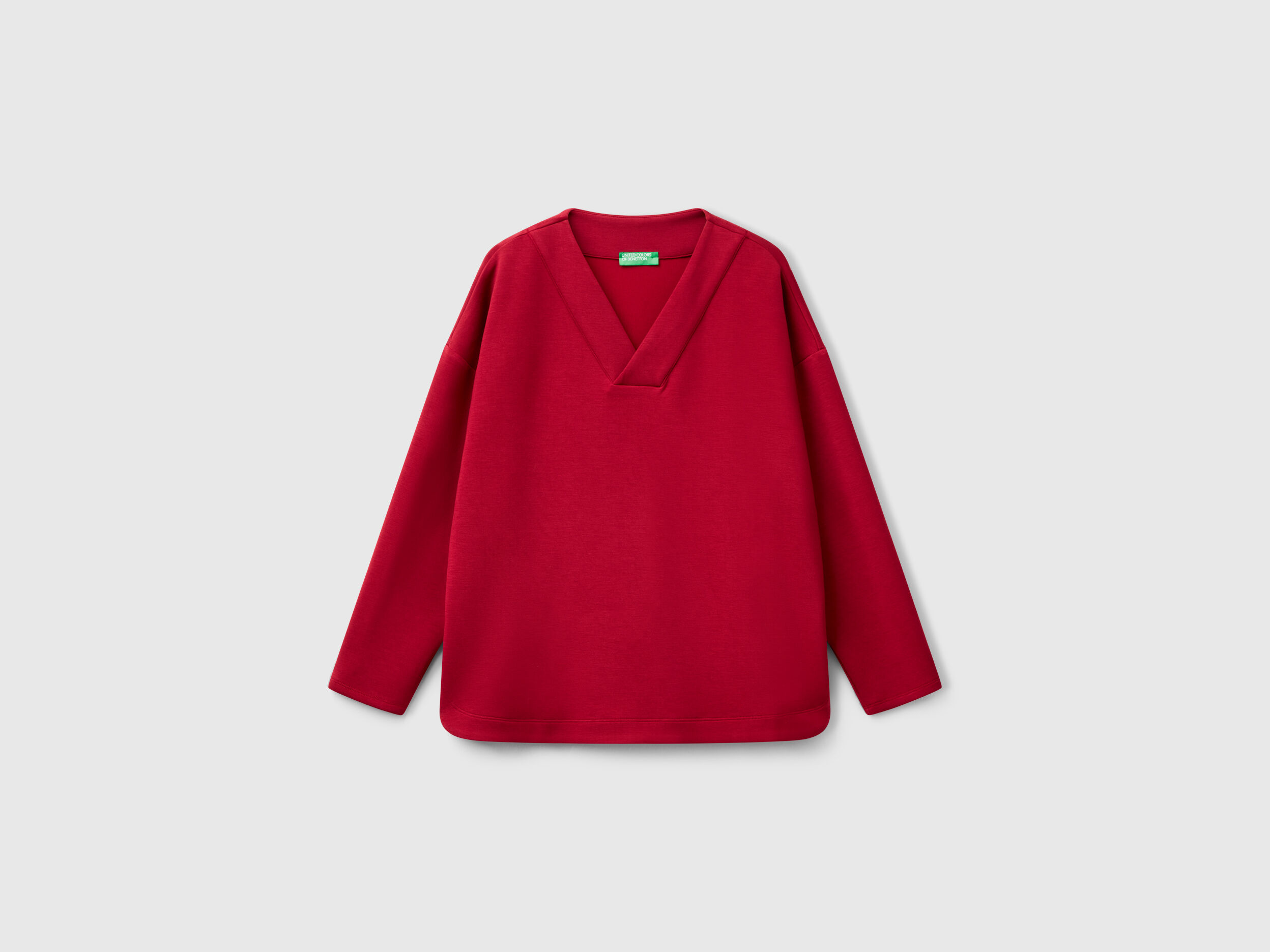 V-neck sweatshirt - Burgundy | Benetton