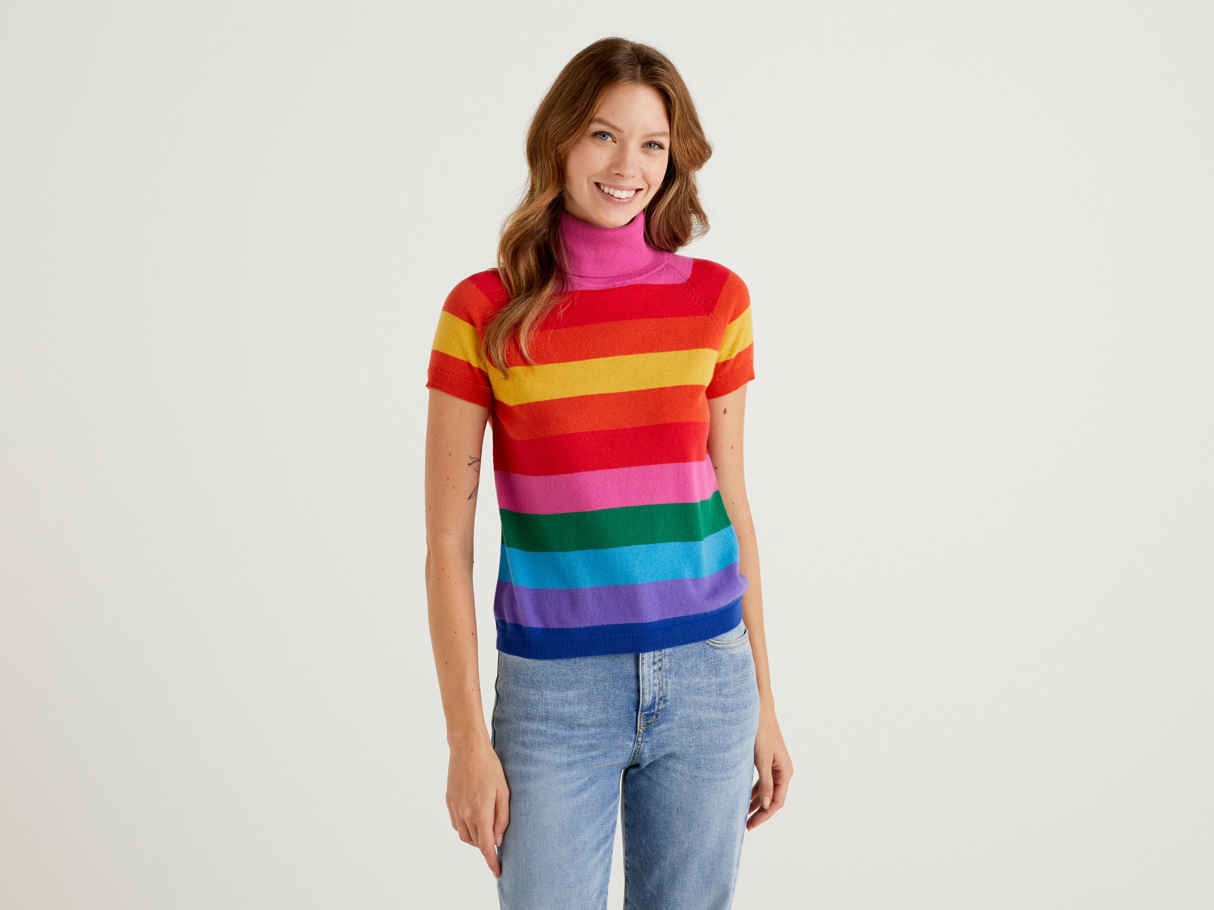 Multi colored deals striped turtleneck