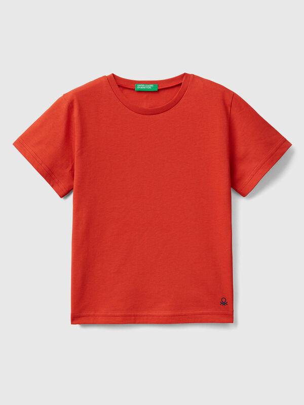 Camiseta roja algodón ecológico rayo gafas niño
