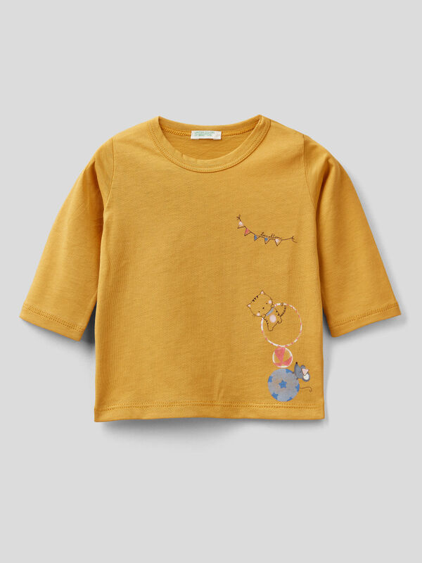 Warm printed t-shirt in organic cotton New Born (0-18 months)