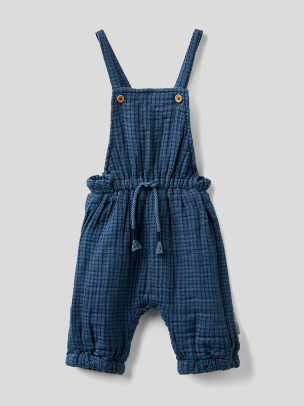Check dungarees in pure cotton New Born (0-18 months)