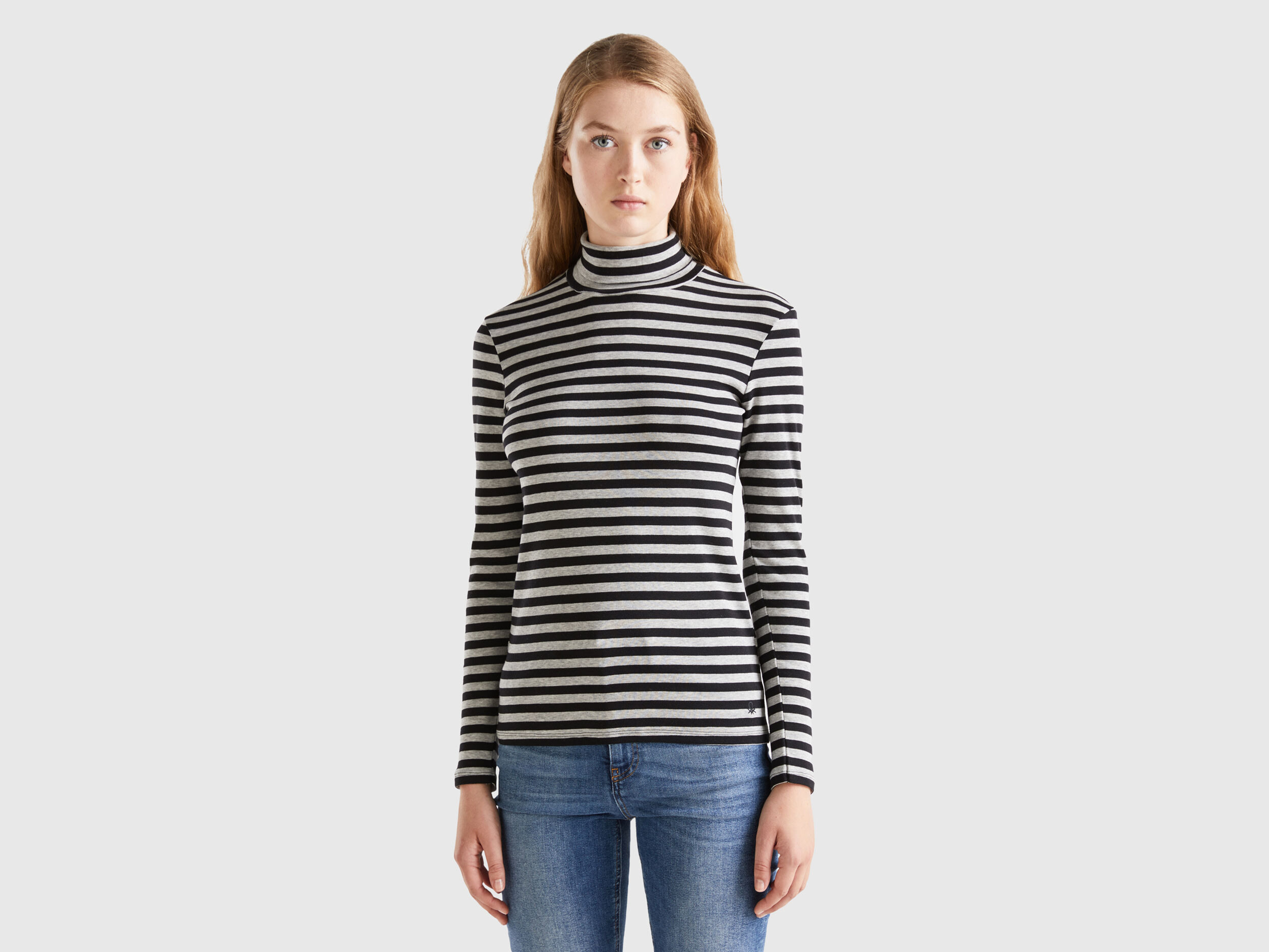 Striped turtleneck t shirt Black Benetton