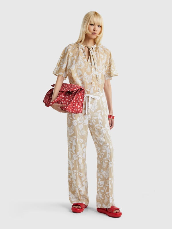 Printed trousers with drawstring Women