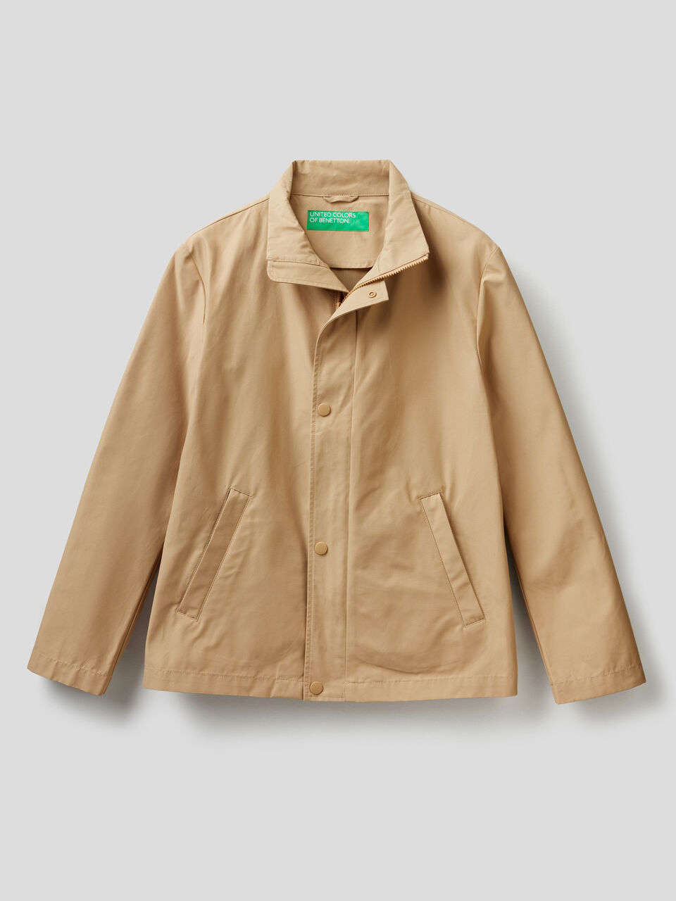 Jacket with zip and buttons - Beige