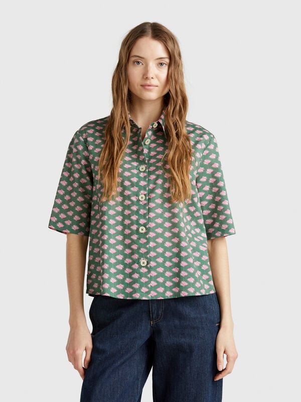 Camisa estampada de algodón ligero Mujer