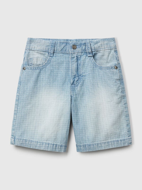 Pantalón corto recto cuadros Niño