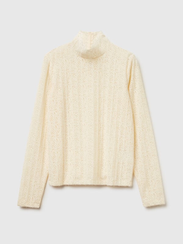 Blusa de encaje de corte entallado Blusa de encaje de corte entallado Mujer