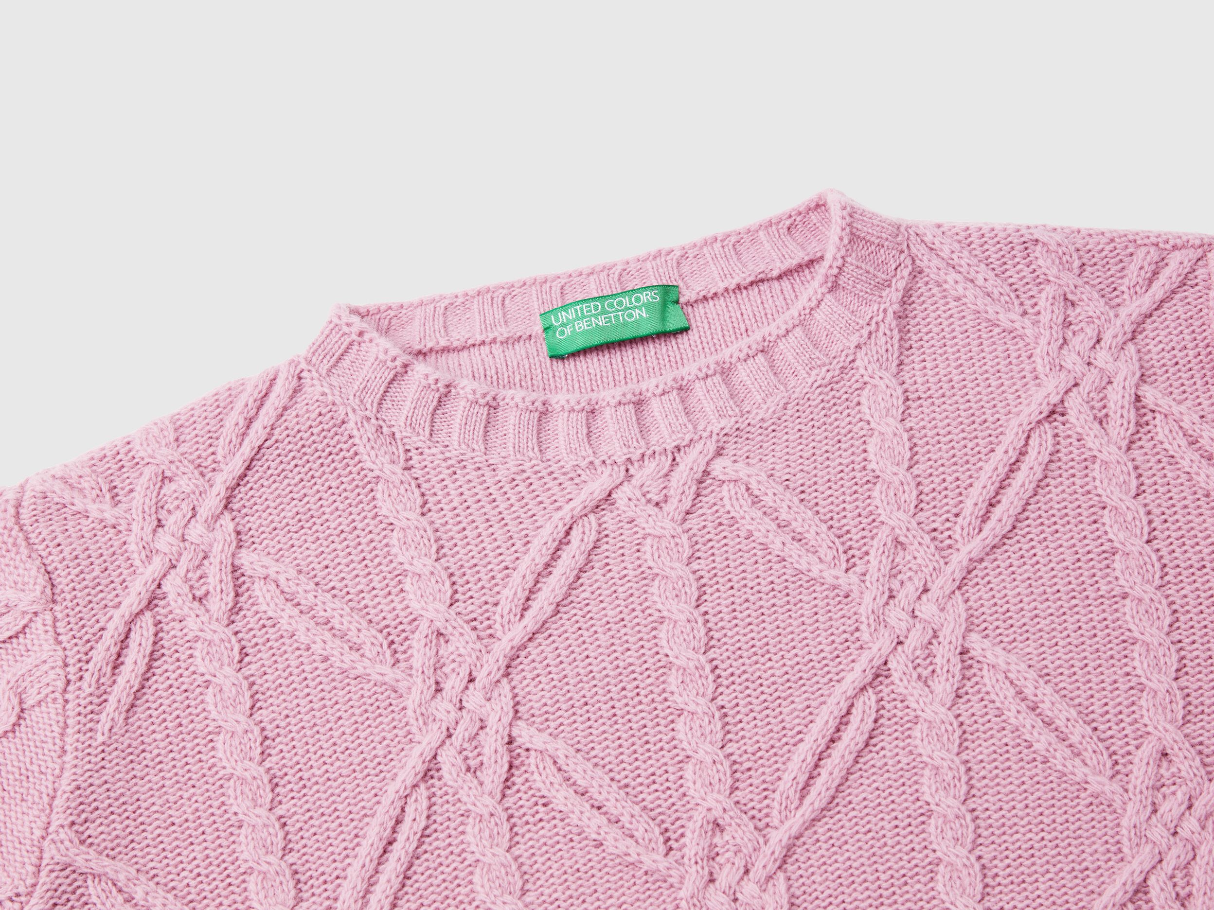 海外ブランドアウトレット通 Sweater with cable knit - Mauve | Benetton トップス
