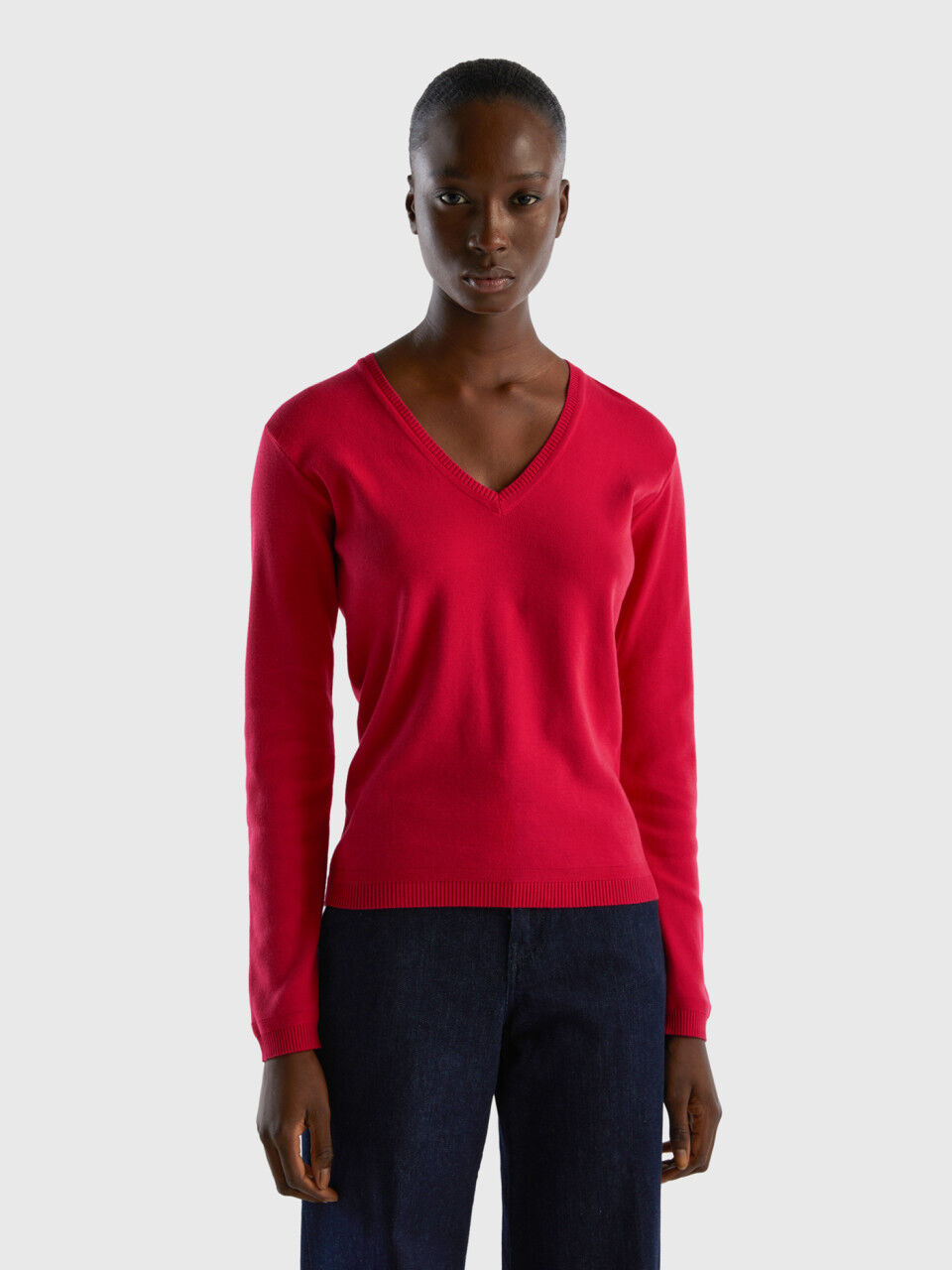 Ladies v neck jumpers top