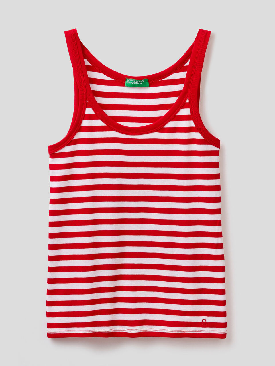 Red striped tank top in 100% cotton - Red