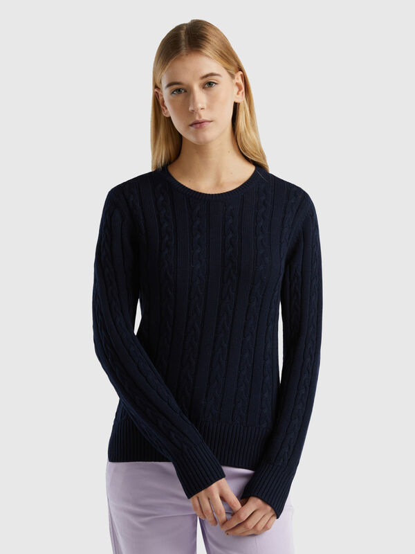 Cable knit sweater 100% cotton Women