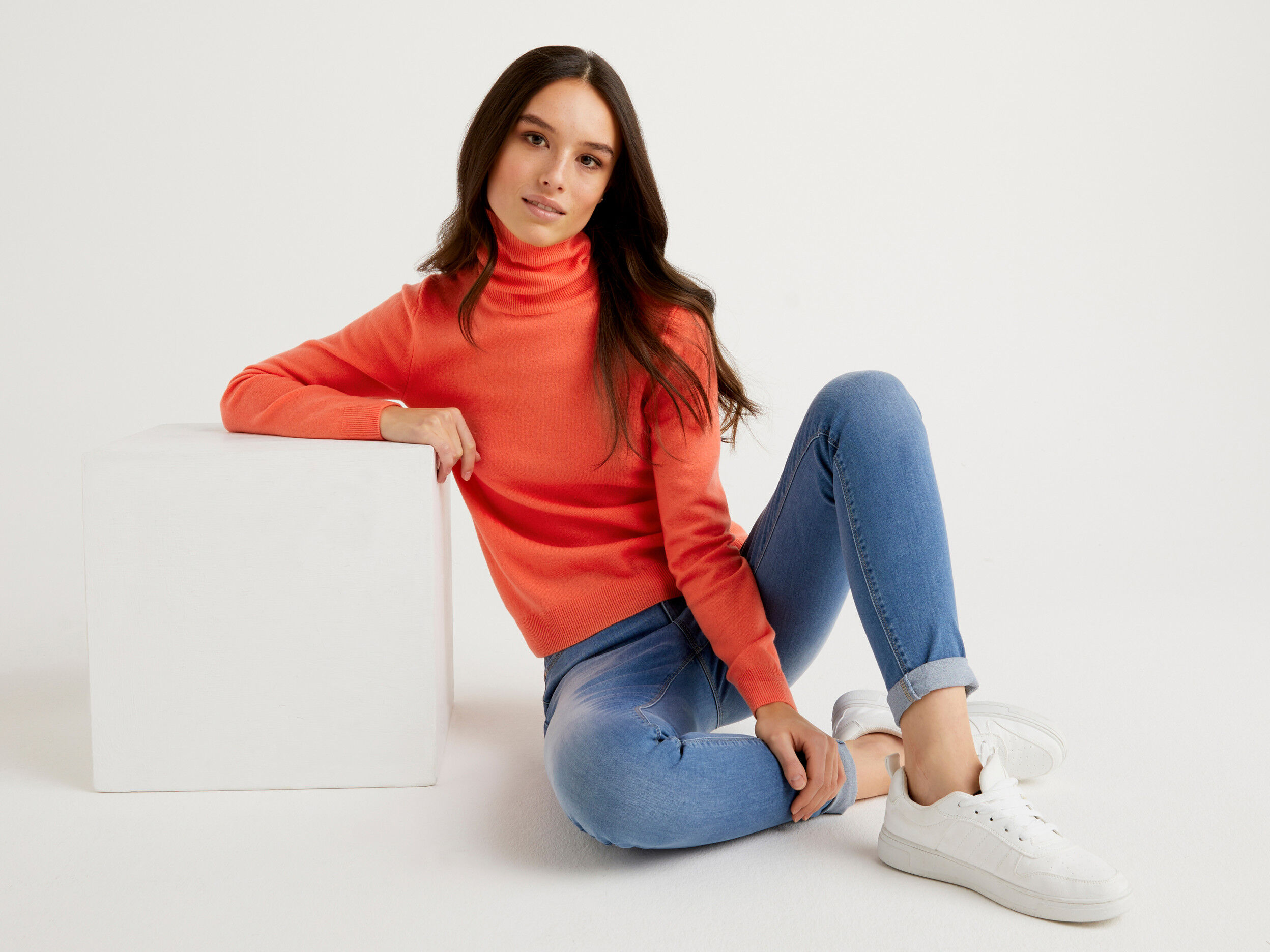 Peach turtleneck top outlet