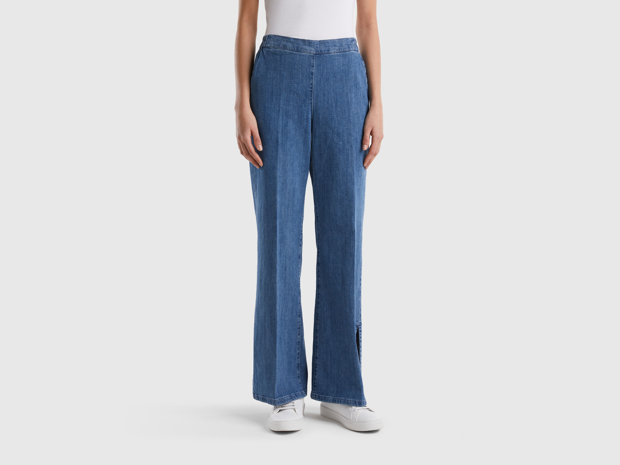 Flared jeans with slits Blue Benetton
