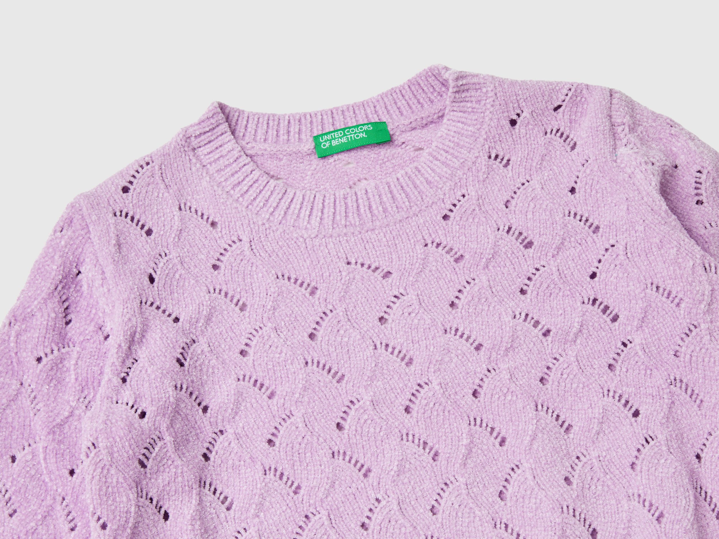 Knit chenille sweater Lilac Benetton