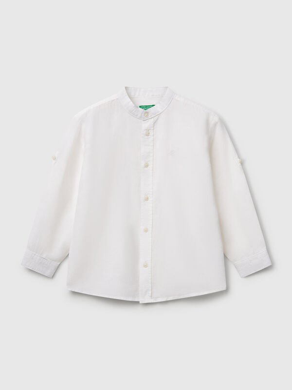 Camisa mandarina en mezcla de lino Niño