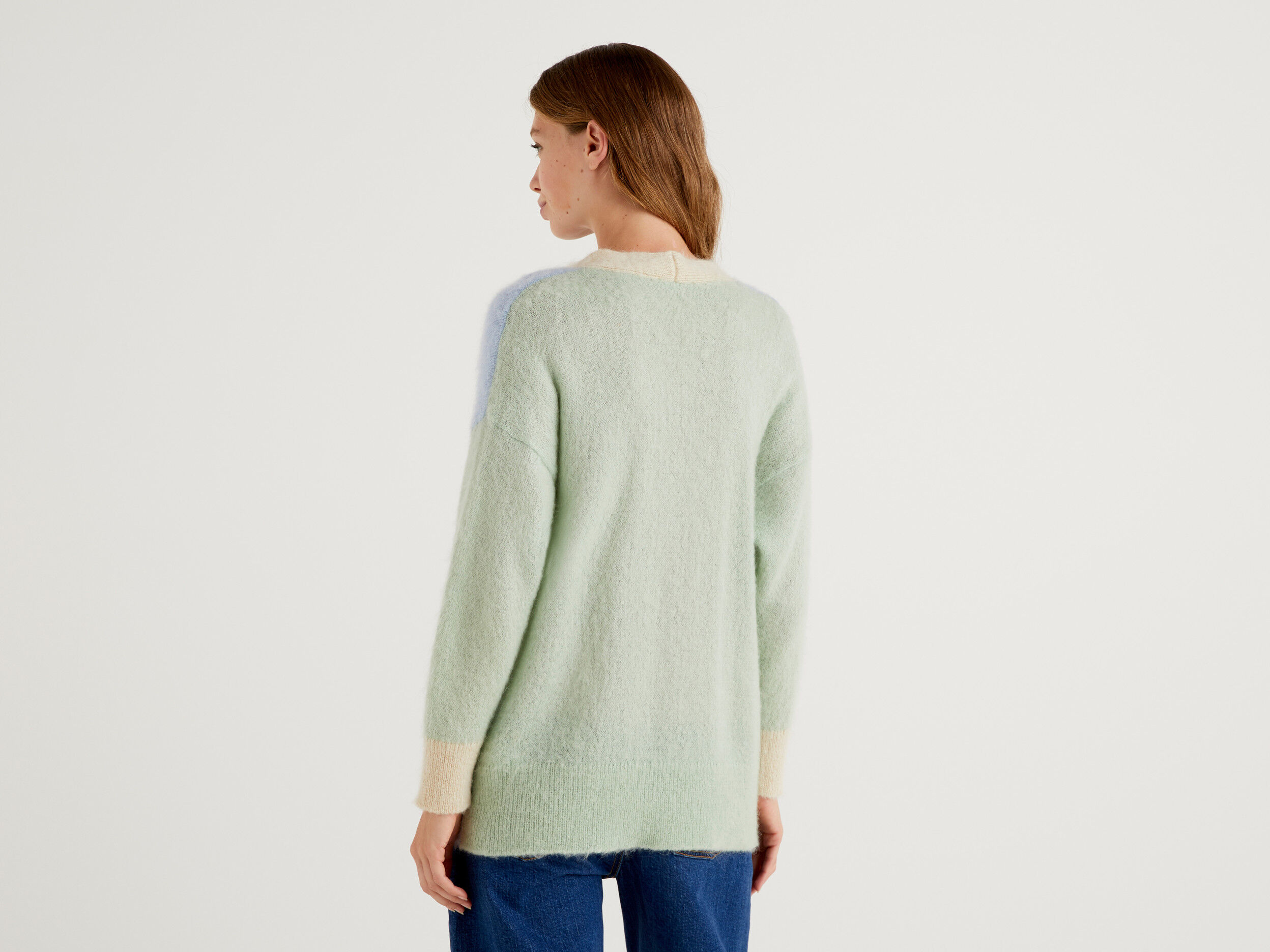 Oversized fit cardigan in mohair blend Sky Blue Benetton