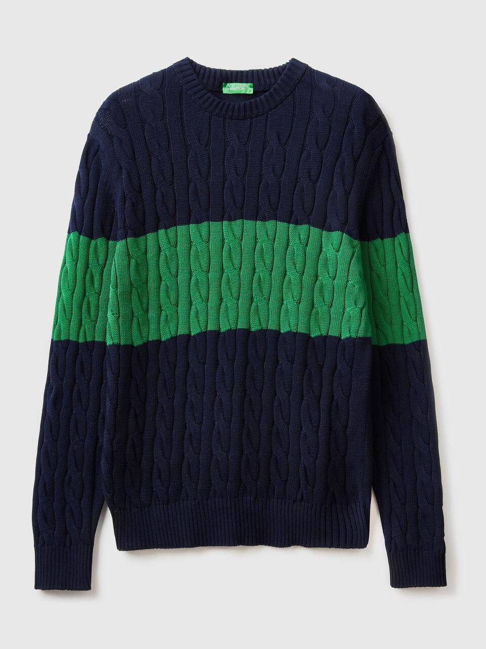 CABLE CREW NECK SWEATER WITH POCKETS - C4443
