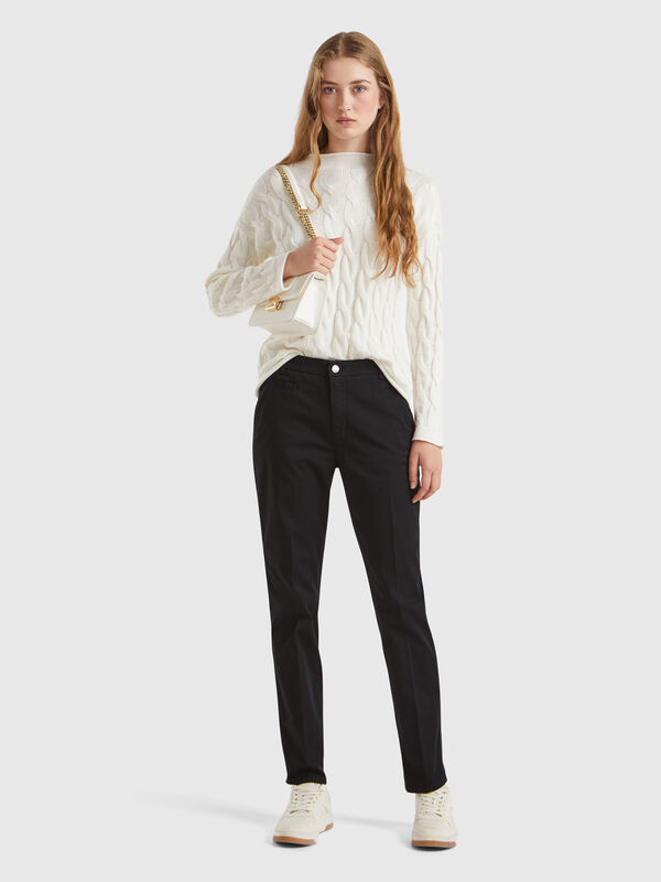 Chinos slim fit de algodón negro Mujer