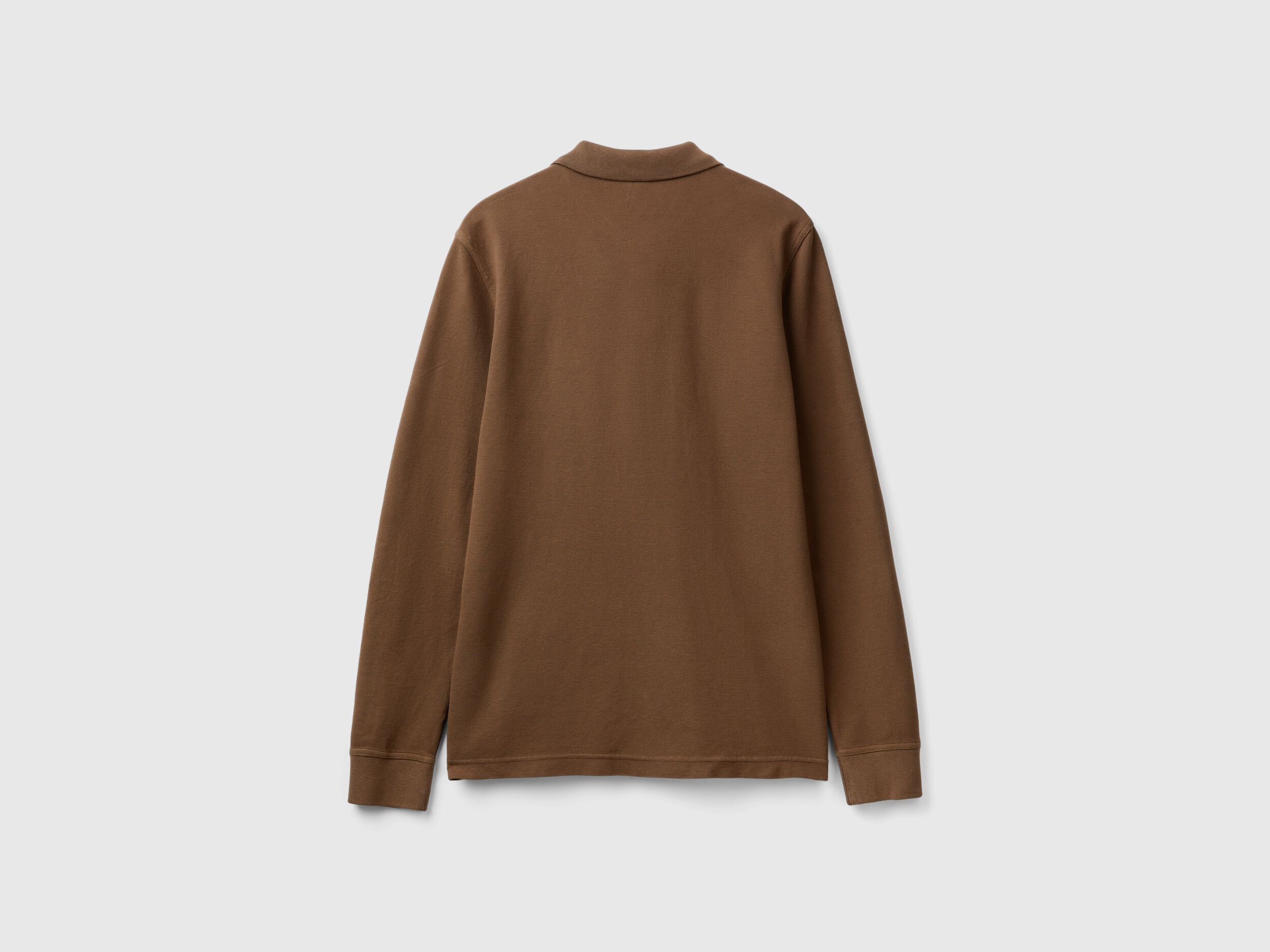 Polo de manga larga de 100 algodon Marron Benetton