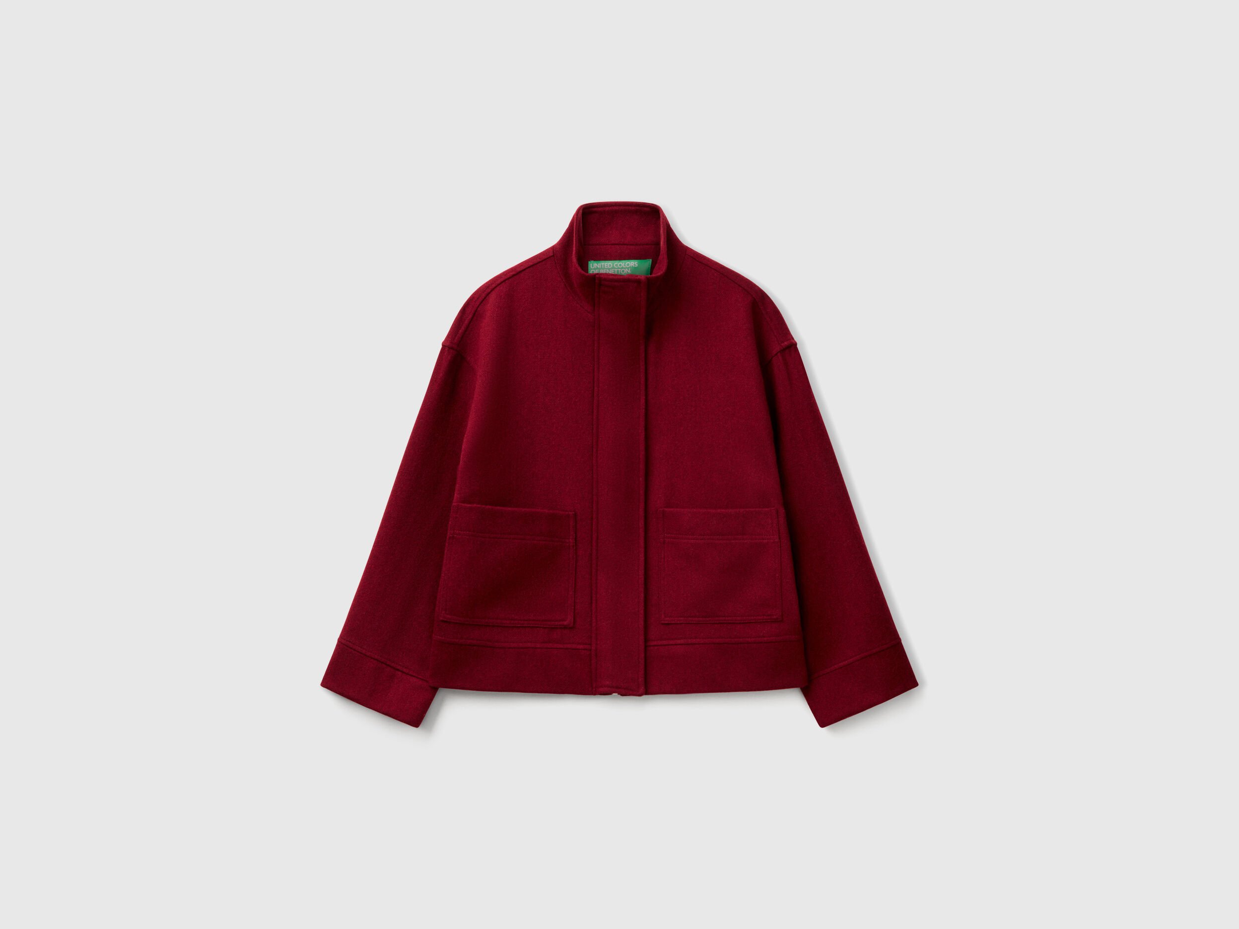 Jacket in wool blend - Burgundy | Benetton