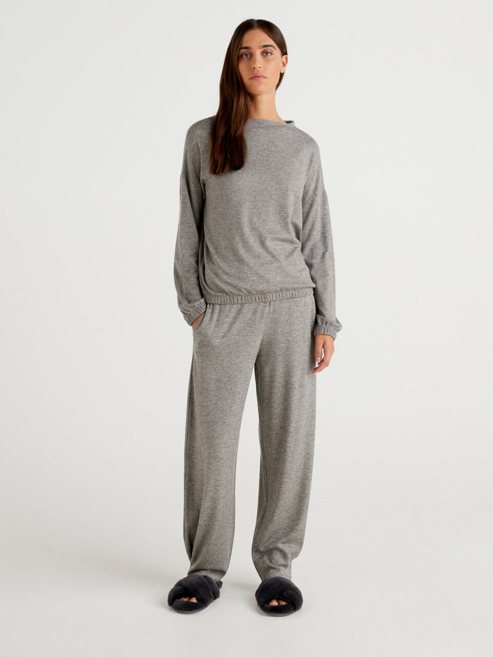 High-waisted marl trousers