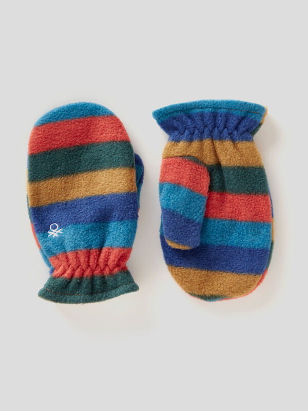 Striped mittens in fleece Junior Boy