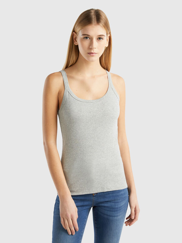 Camiseta de tirantes gris claro de 100 % algodón Mujer