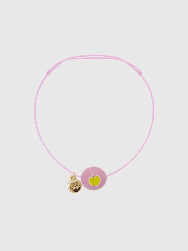 Pink bracelet with apple pendant Women