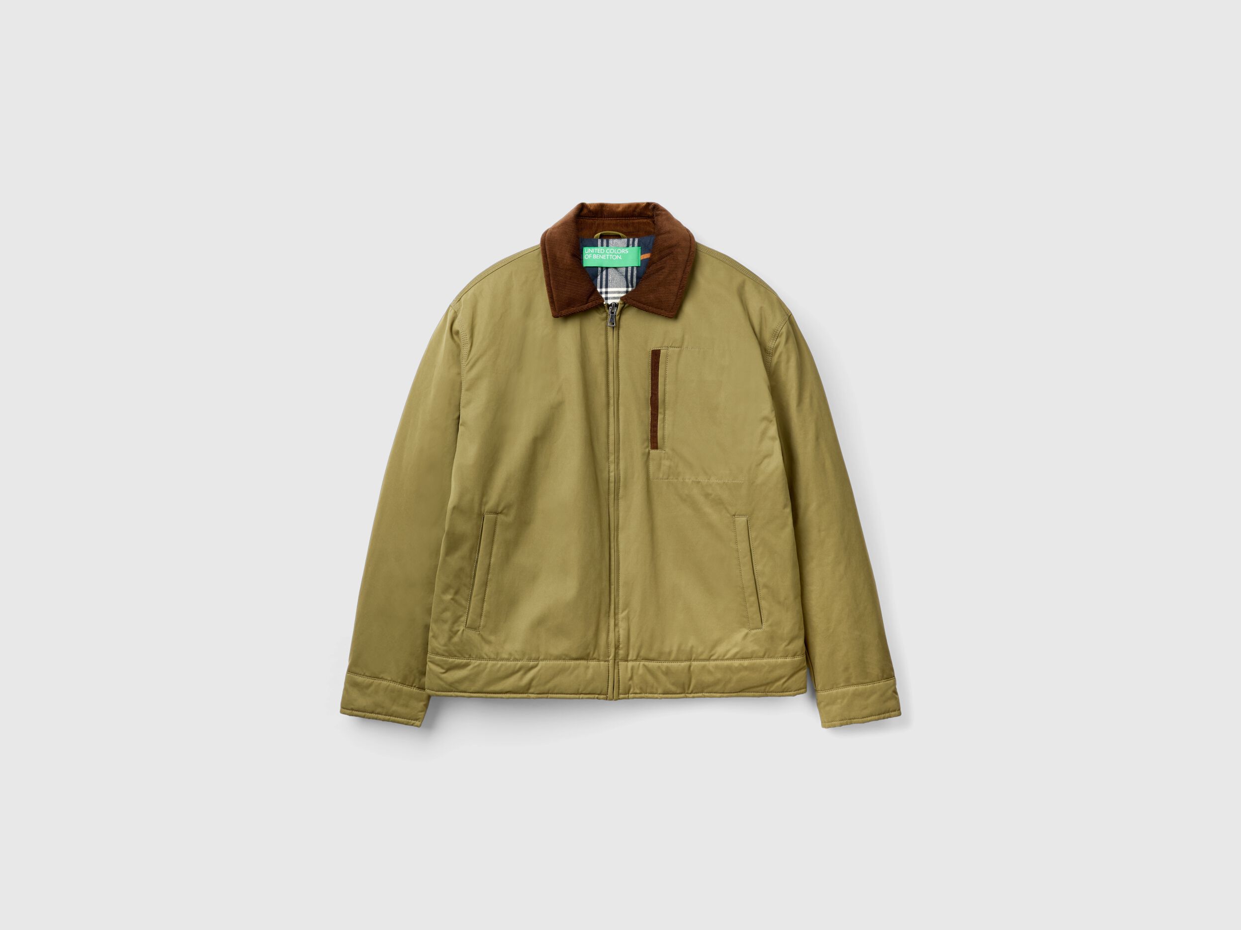 再入荷商品 Jacket with checked lining - Military Green | Benetton ジャケット・アウター
